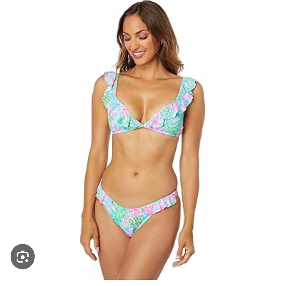 Lilly Pulitzer Suria Bikini Top & Mitra bottom in Surf Blue So Shellegant.